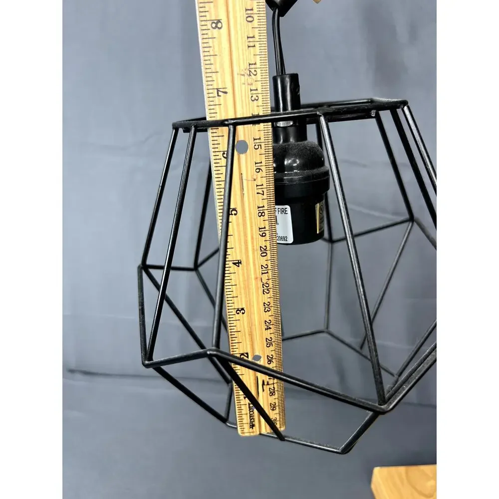 Modern Wood and Metal Geometric Lamp